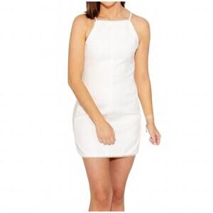 NEW 2.7 AUGUST APPAREL pearl perfection halter mini dress in white